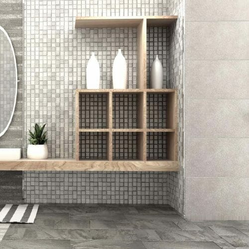 gray tiled luxury bath
