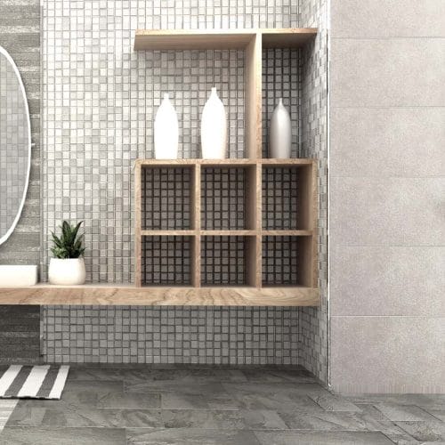 gray tiled luxury bath