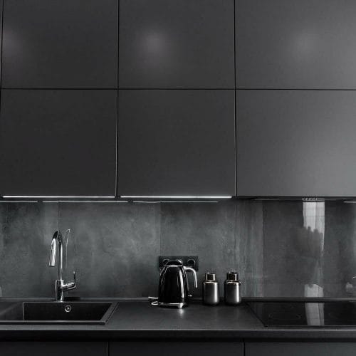 tiled kitchen black grey