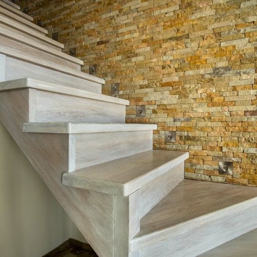 tiled rock wall staircase 1