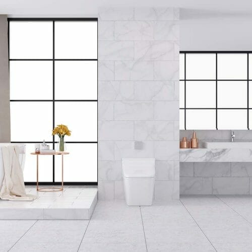 white NH marble bathroom tile